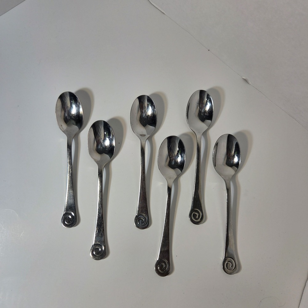 Set 4 Robert Welch Stainless AMMONITE Bright Soup Spoon Swirl  18/8 Korea Made
